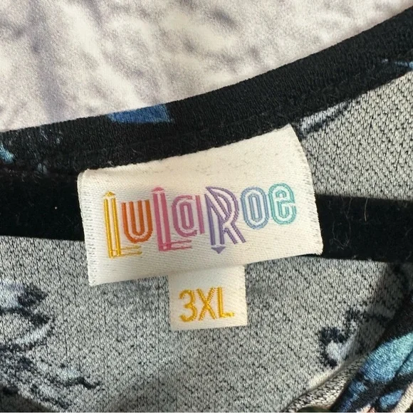 LulaRoe Black Floral Fit and Flare Short Sleeve Dress Size 3XL - Picture 5 of 11